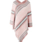 Fringe Hem Striped Cape Sleeve Poncho