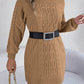 Cable-Knit Round Neck Sweater Dress