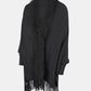 Fringe Open Front Long Sleeve Poncho