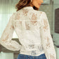 Lace Detail Button Up Long Sleeve Shirt