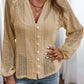 Openwork Button Up Long Sleeve Shirt