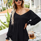 V-Neck Lantern Sleeve Blouse