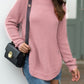 Slit Round Neck Long Sleeve Sweater