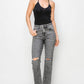 RISEN High Waist Distressed Straight Jeans