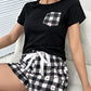 Plaid Heart Top and Shorts Lounge Set