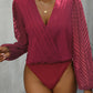 Ruched Surplice Long Sleeve Bodysuit