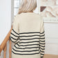 Striped Round Neck Cable-Knit Sweater