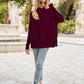 Ribbed Turtleneck Long Sleeve Slit Sweater