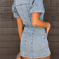 Puff Sleeve Button Up Mini Denim Dress