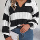 Cable-Knit Striped Long Sleeve Sweater