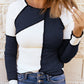 Color Block Round Neck Long Sleeve T-Shirt