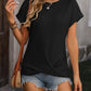 Cable-Knit Round Neck Short Sleeve T-Shirt