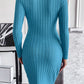 Ribbed Tied Long Sleeve Wrap Dress