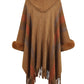 Color Block Fringe Detail Poncho