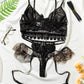 Leopard Spliced Lace Lingerie Set