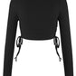 Drawstring Round Neck Long Sleeve Top