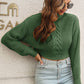 Cropped Mock Neck Cable-Knit Pullover Sweater