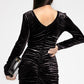 V-Neck Ruched Long Sleeve  Dress