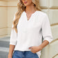 Notched Three-Quarter Sleeve T-Shirt