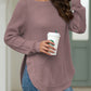 Slit Round Neck Long Sleeve Sweater