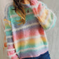 Striped Round Neck Long Sleeve Sweater