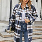 Plaid Button Up Collared Neck Coat with Pockets