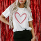 Heart Round Neck Short Sleeve T-Shirt