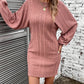 Ribbed Round Neck Long Sleeve Dress