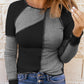 Color Block Round Neck Long Sleeve T-Shirt