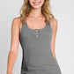 Ninexis Front Button Ribbed Round Neck Tank