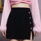 Decorative Button Slit Mini Skirt