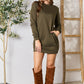 Double Take Round Neck Long Sleeve Mini Dress with Pockets