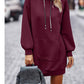 Textured Drawstring Tunic Hoodie