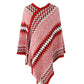 Fringe Hem Striped Cape Sleeve Poncho