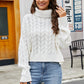 Turtleneck Cable-Knit  Long Sleeve Sweater