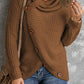 Decorative Button Mock Neck Sweater