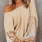 Sequin Waffle-Knit Blouse