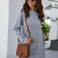 Round Neck Long Sleeve Mini Dress with Pockets