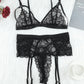 Strappy Three-Piece Lace Lingerie Set