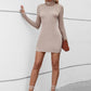 Cutout Mock Neck Long Sleeve Wrap Dress