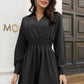 Johnny Collar Smocked Waist Long Sleeve Mini Dress