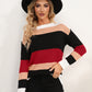 Striped Round Neck Dropped Shoulder Sweater