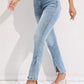 Slit Buttoned Jeans with Pockets