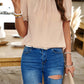 Ruched Mock Neck Short Sleeve Blouse