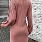 Ribbed Round Neck Long Sleeve Dress