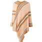 Fringe Hem Striped Cape Sleeve Poncho