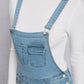 Distressed Washed Denim Overalls with Pockets