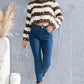 Striped Fringe Round Neck Sweater