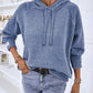 Texture Drawstring Long Sleeve Hooded Sweater