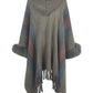 Color Block Fringe Detail Poncho